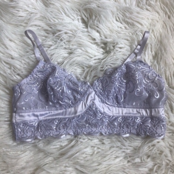 Free People Intimately FP Evelina Lavender Purple Metallic Lace Bralette NWT S - Picture 6 of 9